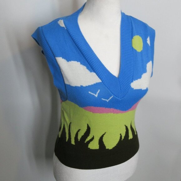 COLLUSION Womens Sweater Vest Landscape Size Small - Picture 4 of 6